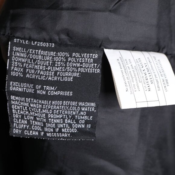 London Fog Down Filled Parka Coat Faux Fur Hood Navy Blue Quilted Winter Jacket - Picture 7 of 15